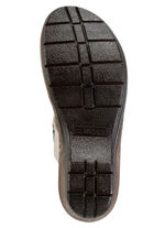 ELENA EDEN Pantolette mit dezenter Knitter-Struktur TAUPE-MARINE-WEISS