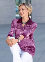 Poloshirt mit 3/4-langen &Auml;rmeln in 3 Farben LILA-BEERE