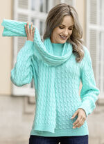Pullover mit Schal in weicher Qualität EISBLAU