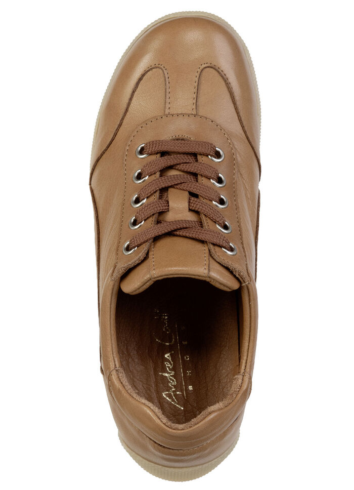 Andrea Conti, bequeme Damen-Sneaker, Weite G, mit herausnehmbarem Fußbett COGNAC