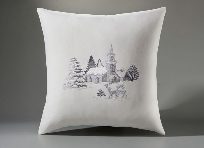 Tischdecke mit romantischem Winterdorf-Dessin 