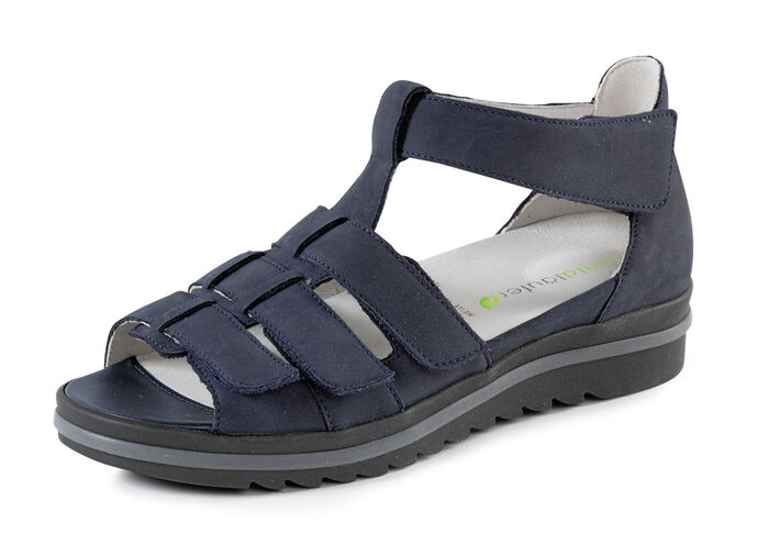 Waldläufer, bequeme Damen-Sandalen, Weite H, mit herausnehmbarem Fußbett MARINE