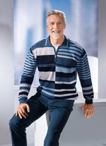 Gestreifter Polopullover mit kurzem Rei&szlig;verschluss 