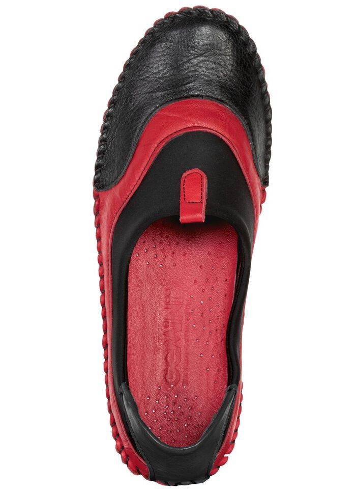 Gemini, bequeme Damen-Slipper, Weite G, mit herausnehmbarem Fu&szlig;bett SCHWARZ-ROT
