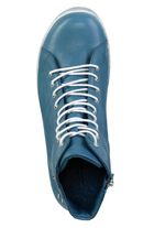 Andrea Conti Schn&uuml;r-Bootie aus fein genarbtem Nappaleder BLAU