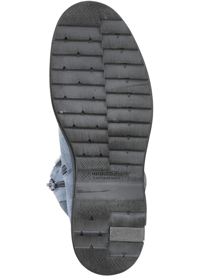 Waldläufer Schnür-Stiefelette mit kuscheligem Kragen aus Lammfell JEANSBLAU