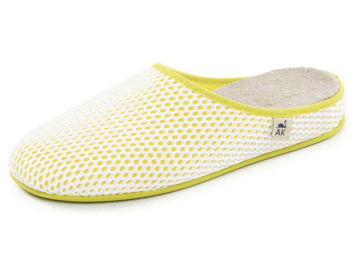 Bequeme Damen-Hausschuhe, Weite H, mit herausnehmbarem Fußbett GELB