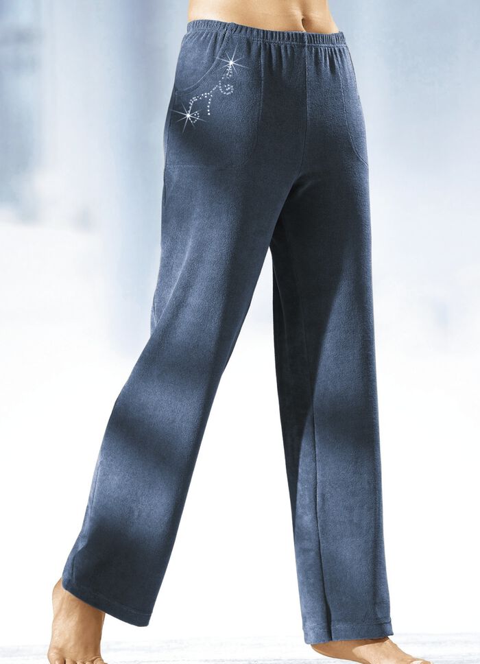 Hose mit hübscher Schmucksteinzier JEANSBLAU