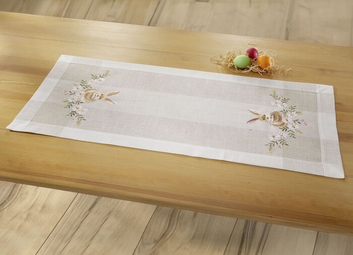 Bestickte Tisch- und Raumdekoration mit Osterhasen-Motiv SEKT-BUNT