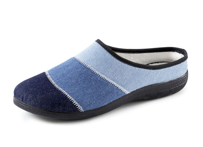 Laurina Pantoffel aus Baumwoll-Jeansstoff BLAU