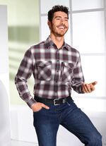  Kariertes Hemd in 2 Farben BORDEAUX-GRAU KARIERT