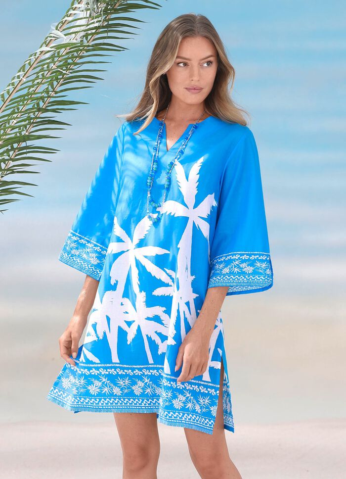 Tunika mit Palmendruck, reine Baumwolle 