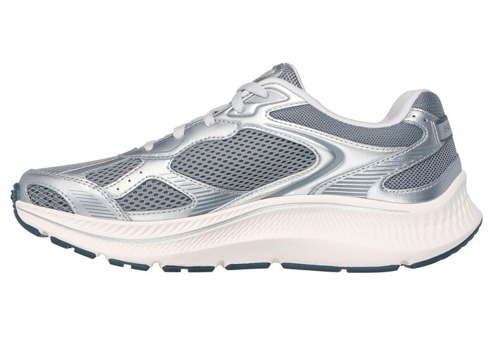 SKECHERS, sportliche Damen-Sneaker, mit herausnehmbarem Fu&szlig;bett SILBER-GRAU