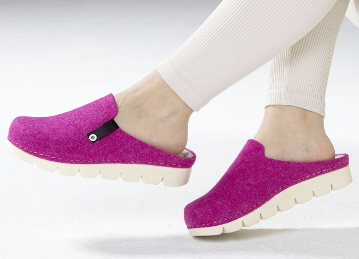 Laurina, trendige Damen-Hausschuhe, Weite G, mit anatomisch geformtem Fußbett PINK