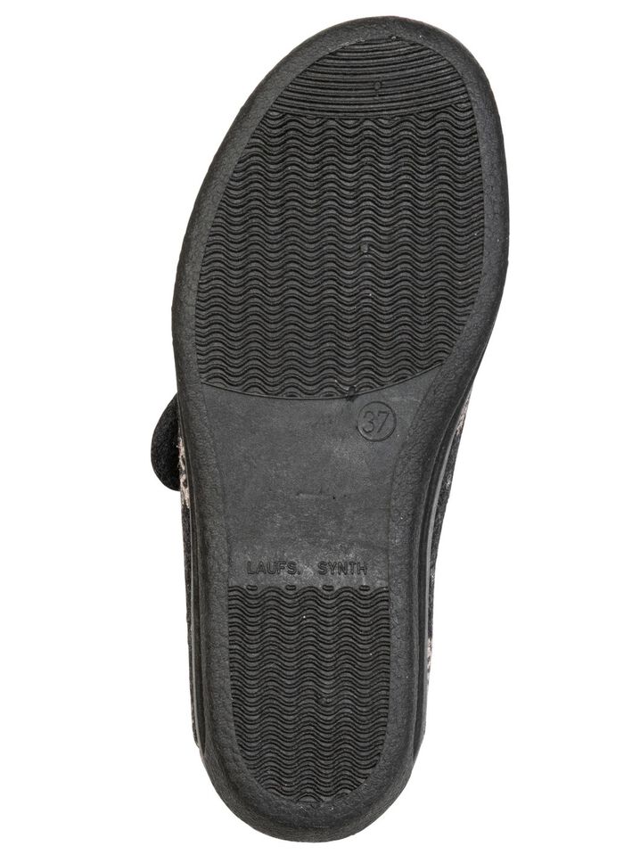 Warme Damen-Hausschuhe, Weite H, mit Klettverschluss SCHWARZ