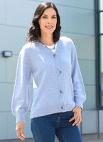 Strickjacke mit flauschig weichem Griff HELLBLAU MELIERT