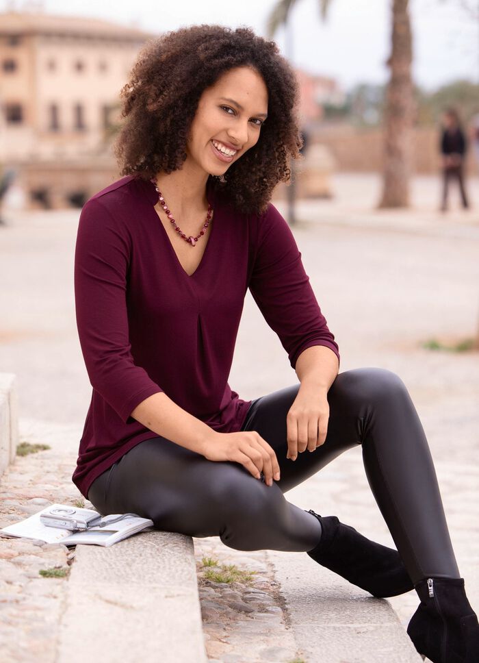 Shirt-Tunika mit V-Ausschnitt BORDEAUX