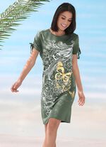 Kleid mit platziertem Druckdessin und raffbaren, kurzen &Auml;rmeln OLIV