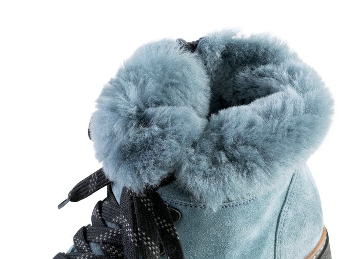 Waldl&auml;ufer Schn&uuml;r-Stiefelette mit kuscheligem Kragen aus Lammfell 