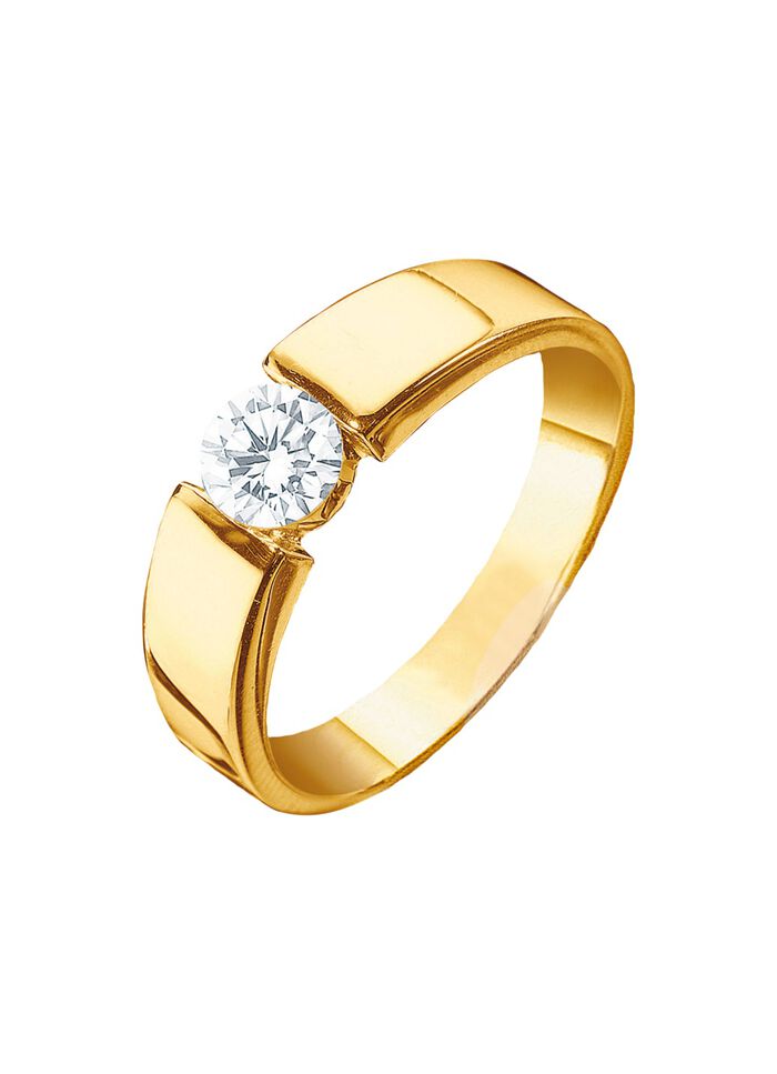 Exquisiter Damenring in Gelbgold mit Brillant 
