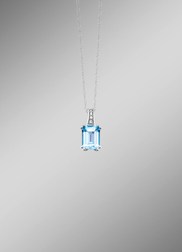 Anh&auml;nger mit Brillanten und Blautopas 