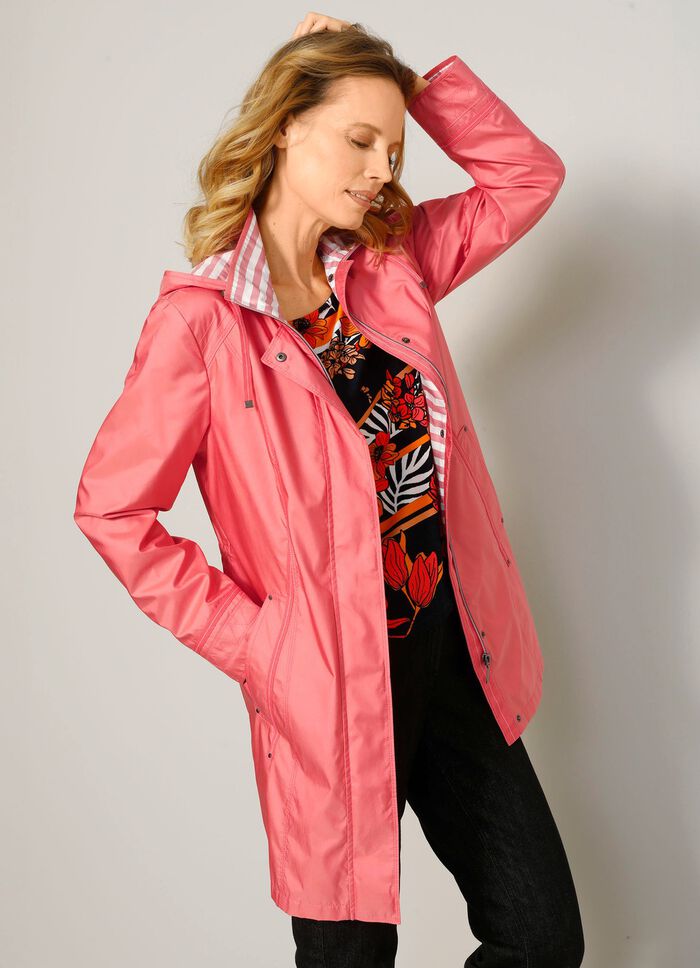 Longjacke mit abnehmbarer Kapuze 