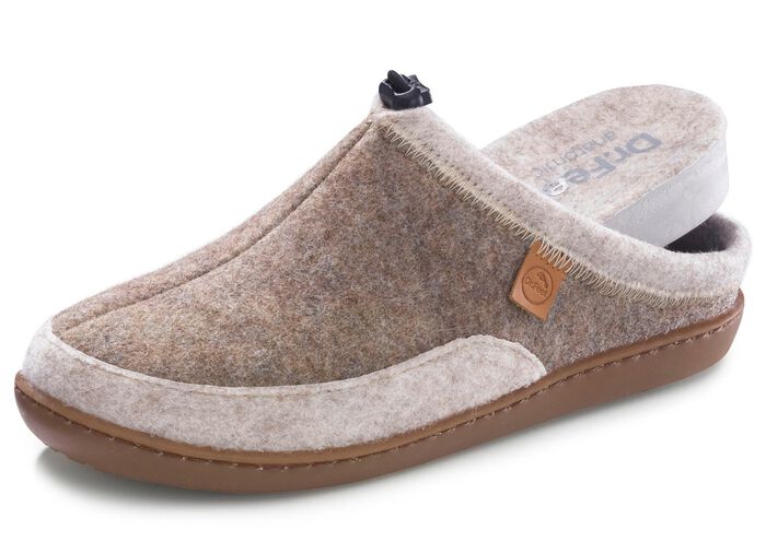 Laurina, klassische Damen-Hausschuhe, Weite H, mit herausnehmbarem Fu&szlig;bett TAUPE-BEIGE