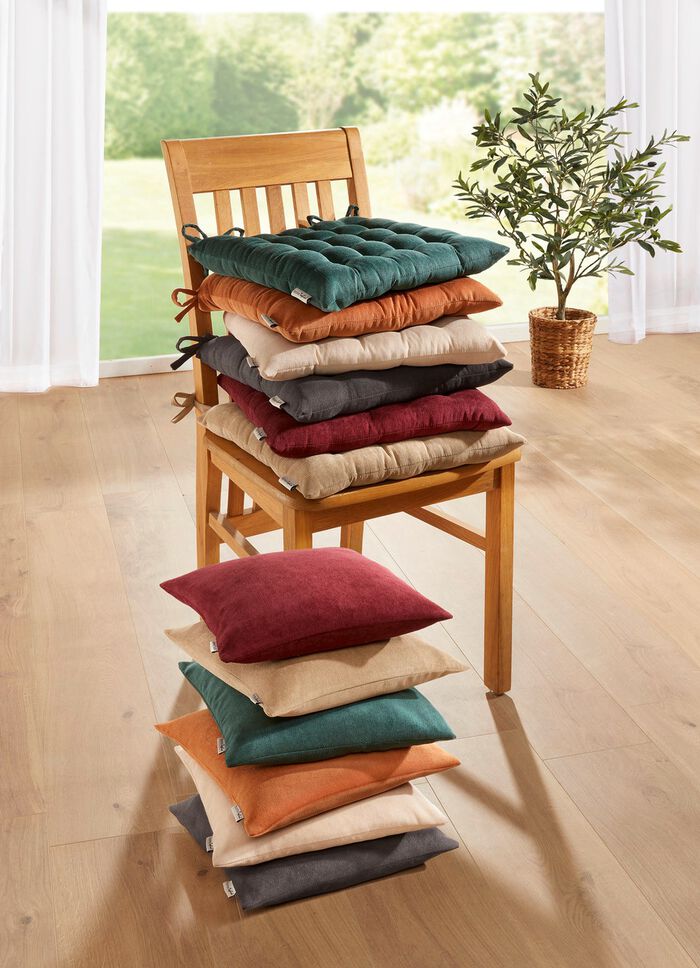 Stuhlkissen und Kissenbezug in Feincord WEINROT