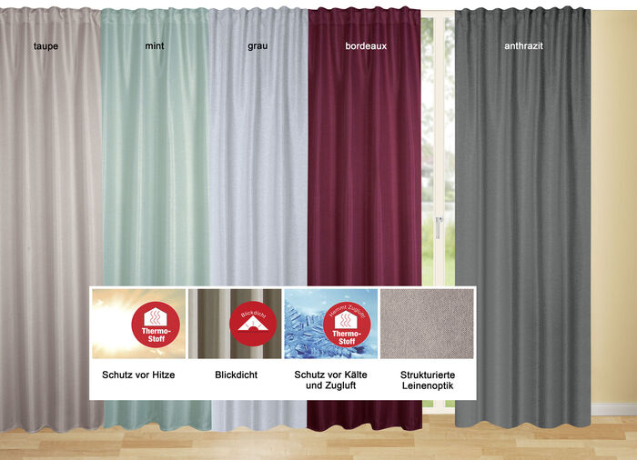 Blickdichter Verdunkelungsschal in strukturierter Leinenoptik TAUPE