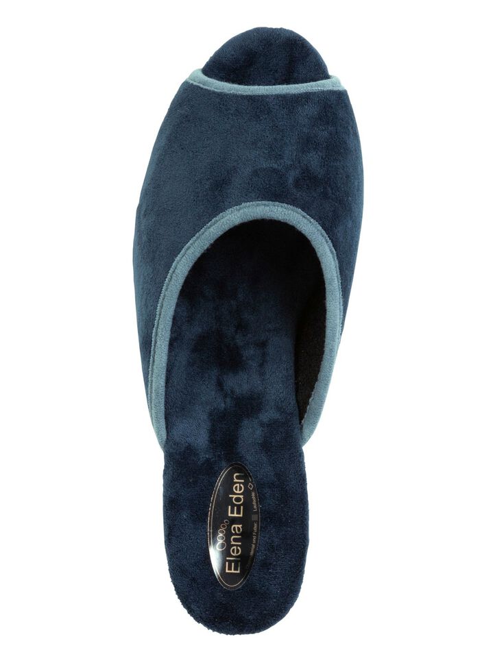 ELENA EDEN Samt-Pantolette mit Kontrast-Einfassung BLAU