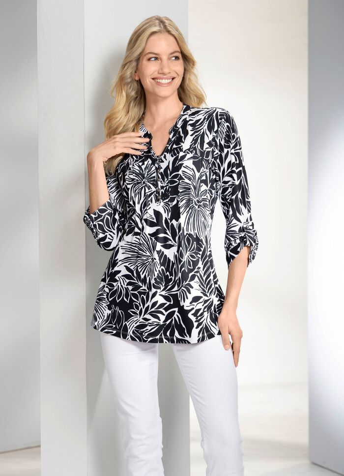 Shirt-Tunika mit Stehkragen 