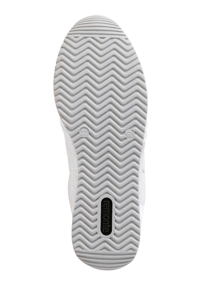 Sneaker in interessant gepr&auml;gtem Materialmix WEISS-HELLFLIEDER