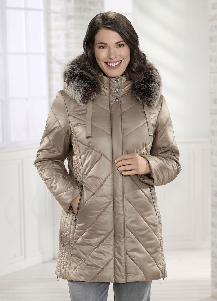 Jacke mit abnehmbarer Kapuze GOLDBEIGE