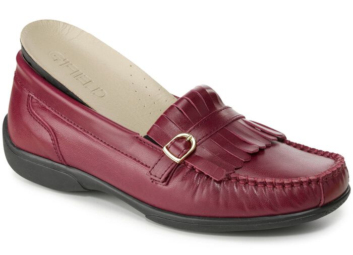 ELENA EDEN, klassische Damen-Slipper, Weite H, mit herausnehmbarem Lederfu&szlig;bett BORDEAUX