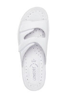 Zweierpack klassische Damen-Pantoletten, Weite H, mit Klettverschluss 1X WEISS, 1X SCHWARZ