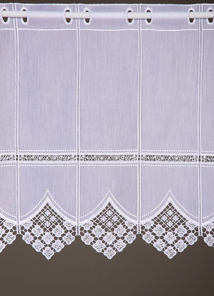 Kurzstore mit edler Macram&eacute;-Spitze und Stangendurchzug 