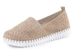 ELENA EDEN, sommerliche Damen-Slipper, Weite H, mit herausnehmbarem Fußbett TAUPE