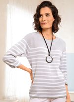 Pullover in Ringeldessin HELLGRAU-WEISS