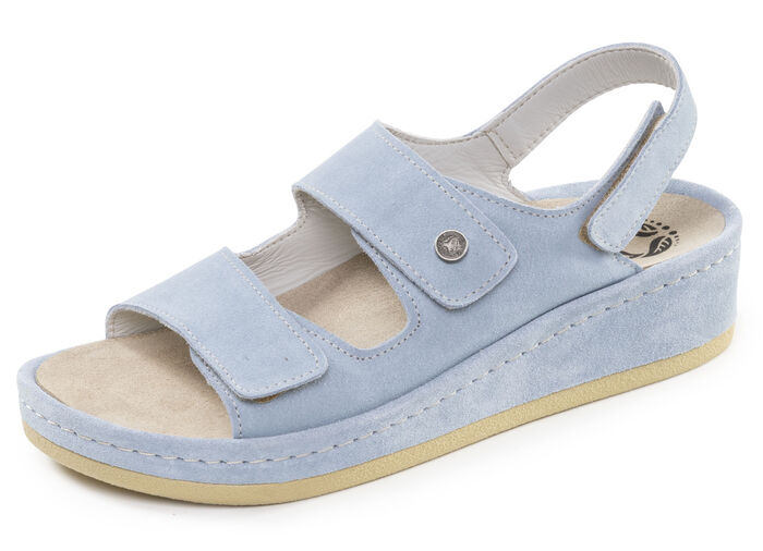 Mubb, bequeme Damen-Sandalen, Weite H, mit herausnehmbarem Fu&szlig;bett BLEU