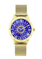 Quartz-Damenuhr Sonne mit wei&szlig;en Kristallakzenten  