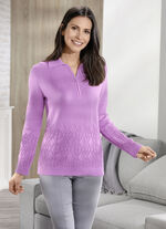 Pullover mit Zopf- und Flechtstrukturen FLIEDER