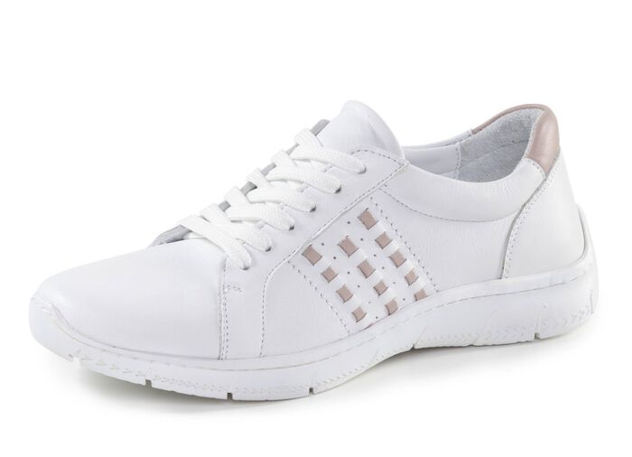 Andrea Conti Schn&uuml;rschuh aus Nappaleder mit Kontrastdurchz&uuml;gen WEISS