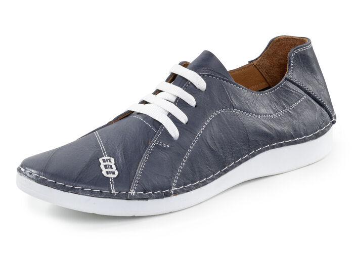 ELENA EDEN Schnürschuh mit Knitter-Struktur und Zier-Nähten MARINE