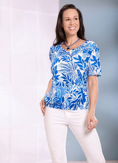 Floral dessinierte Shirt-Tunika 