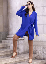 Long-Strickjacke mit Wickelfunktion 
