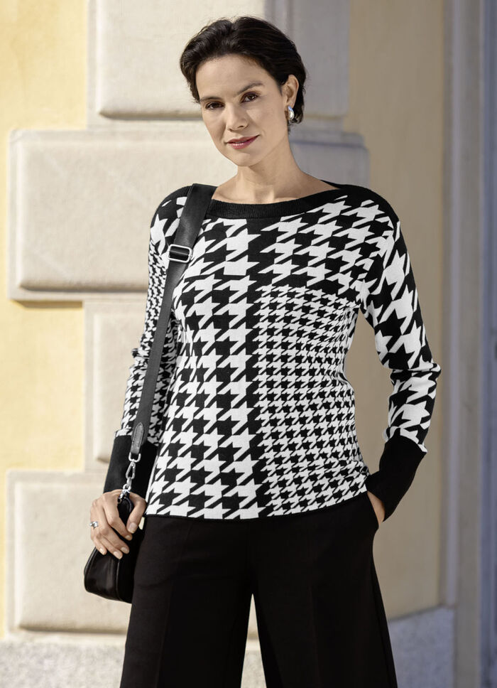 Pullover mit Hahentrittmuster 