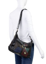 Patchwork-Tasche aus Nappaleder mit Synthetik-Einsätzen SCHWARZ-MULTICOLOR