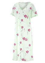 Nachthemd, Kurzarm mit V-Ausschnitt LINDGR&Uuml;N-BUNT