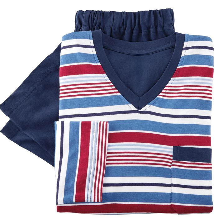 Zweierpack Schlafanz&uuml;ge mit V-Ausschnitt und offenen Abschl&uuml;ssen 