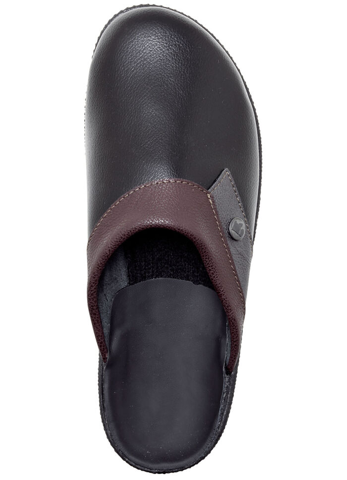 Pantolette mit anatomisch geformten Tieffußbett SCHWARZ-BORDEAUX-GRAU